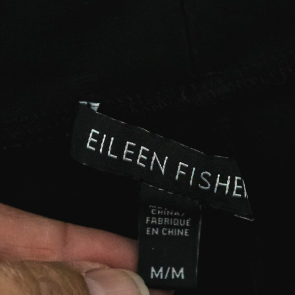 Eileen Fisher Size Medium M Black Open Drape 100% Silk Knit Cardigan Sweater - Picture 4 of 6